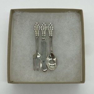 Vintage Brooch Cutlery Silverware Fork Spoon Knife 001